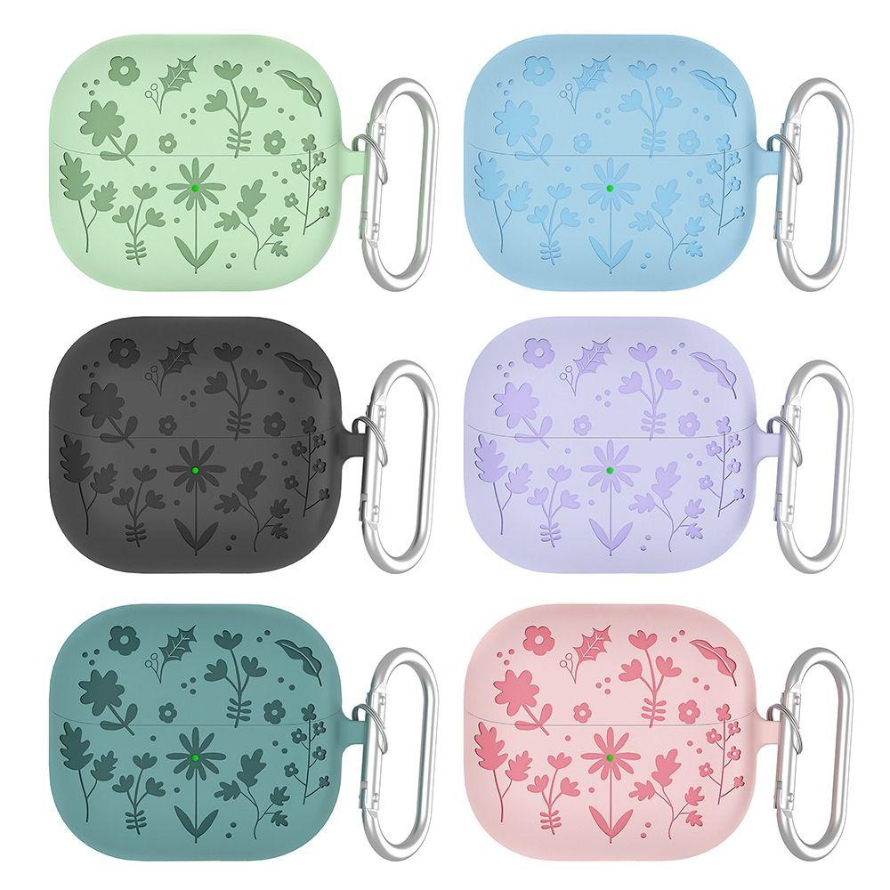 Силиконовый чехол для наушников с резным рисунком цветов для Samsung Galaxy Buds 3/3 Pro