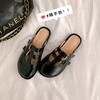 2025 лето новые круглый носок двойная пряжка ленивые тапочки голова Мюли женские толстая подошва для улицы крутые тапочки