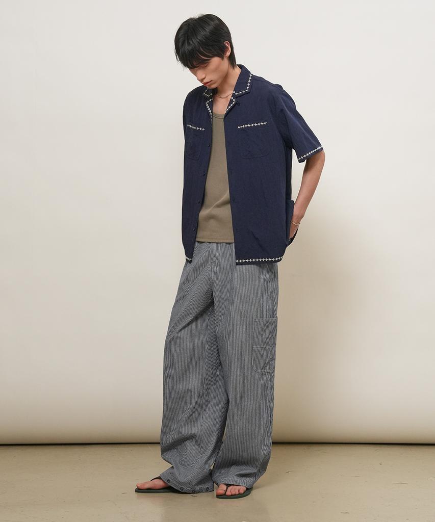 GENERALIDEA Man Side Pocket Striped Pants [Navy] / Gf1Mpt014