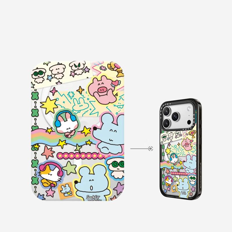 CASETIFY Sukeydockey Series Planner Stickers for iPhone 17 Pro Max Transparent Black Frame MagSafe Phone Case