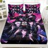 Saja Boys Team Fitted Sheet DemonHunters Print Coreless Fitted Sheet Set Multi Size Soft Bedspread Bedroom Bedding Decoration