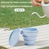 Silicone Folding Water Cup with Carabiner Handle 180ml Portable Travel Washing Cup Wide-Mouth Water Container for Coffee Beverages Juices