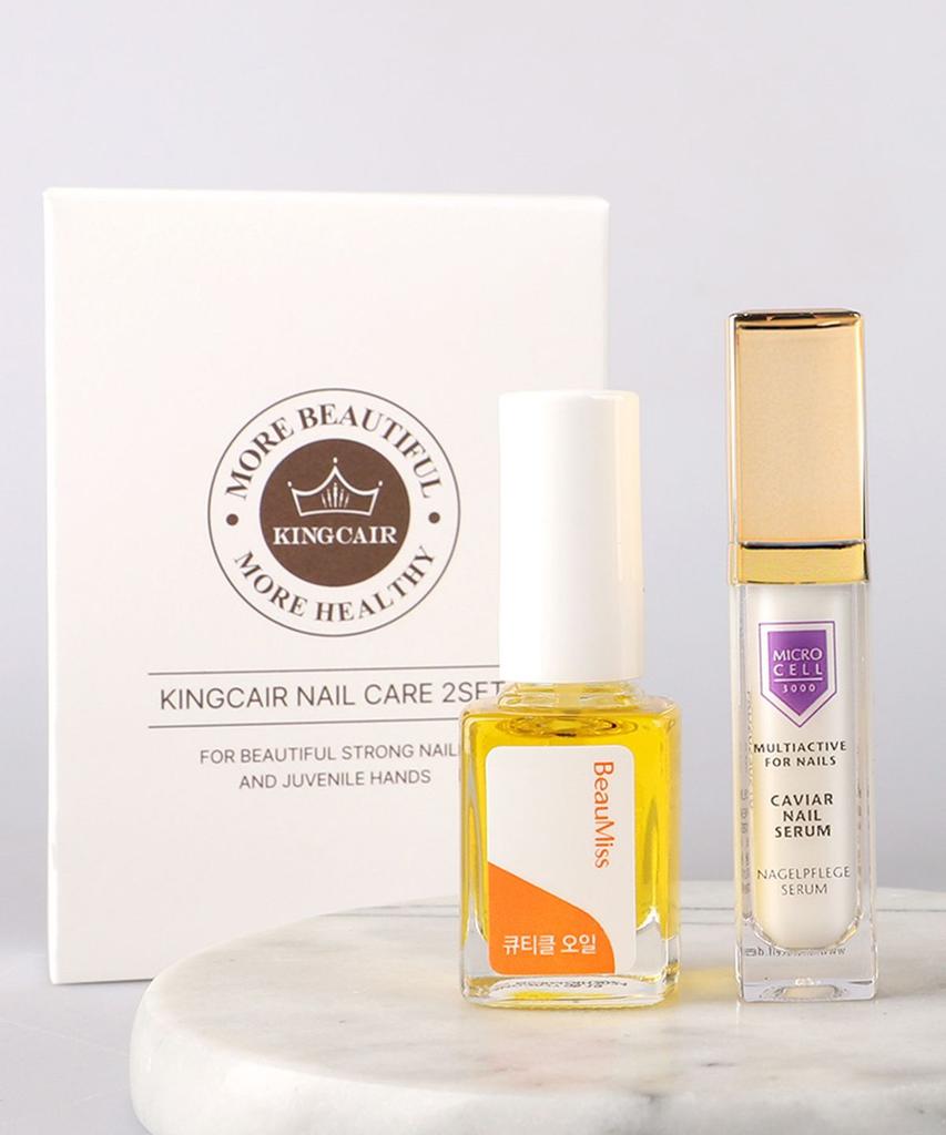 King Care Microcell Caviar Nail Serum + Bomis Nail Vitamin Oil Nourishing Cuticle Gift 2-Piece Set