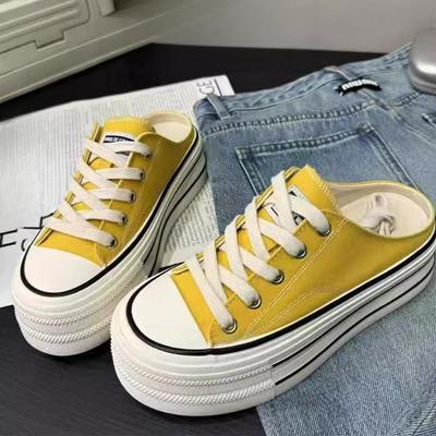 Новые парусиновые туфли на толстой подошве, увеличивающие рост, с защитой носка и полушлепанцами для одной ноги