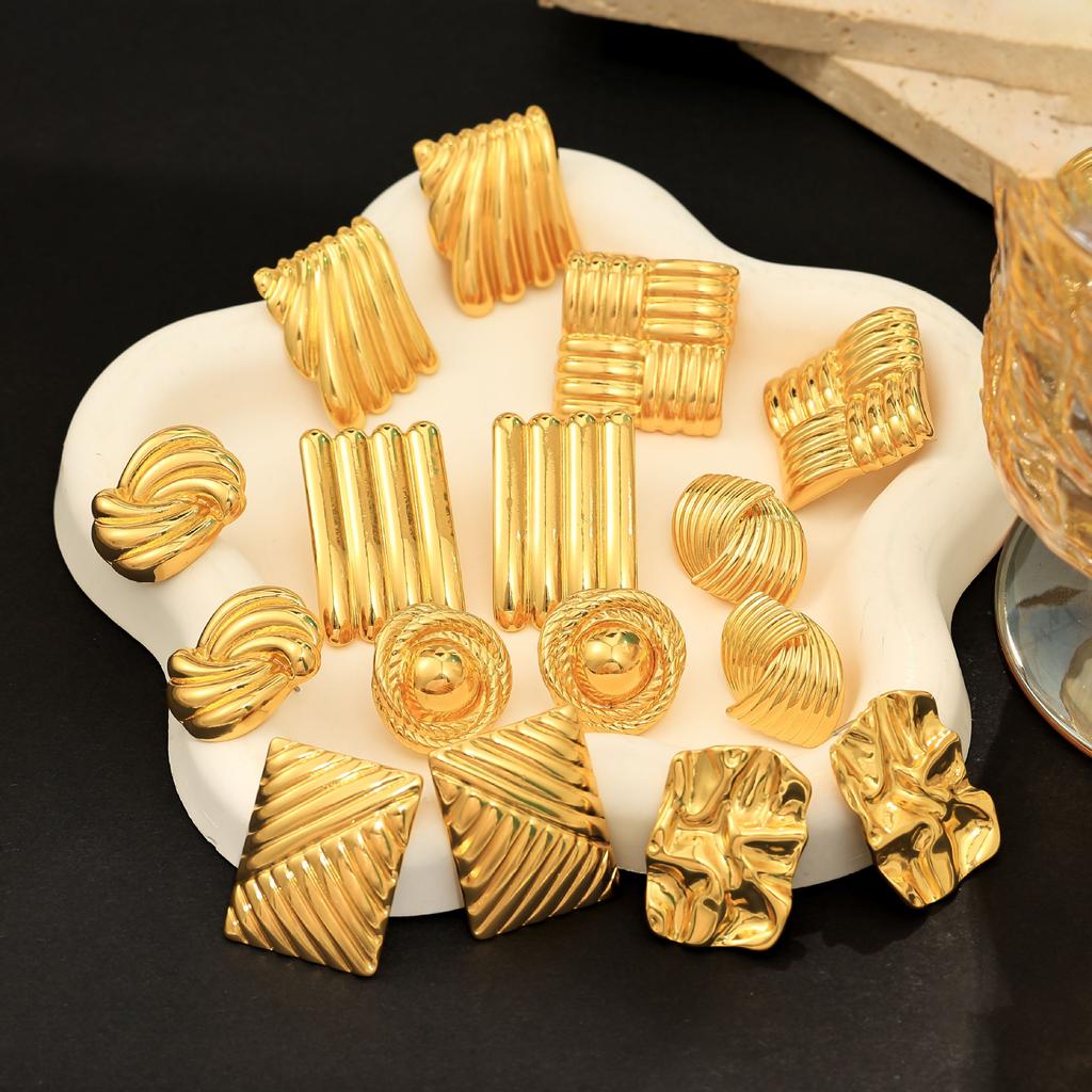 Серьги из цинкового сплава с квадратной текстурой, серьги простых геометрических форм для интернет-знаменитостей, женские