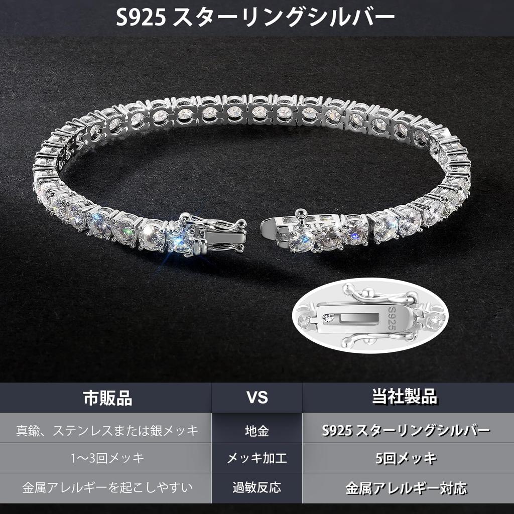 Теннисный браслет из муассанита, серебряный браслет 925 пробы, гипоаллергенный искусственный бриллиант, покрытый белым золотом, сверкающие роскошные ювелирные изделия для женщин