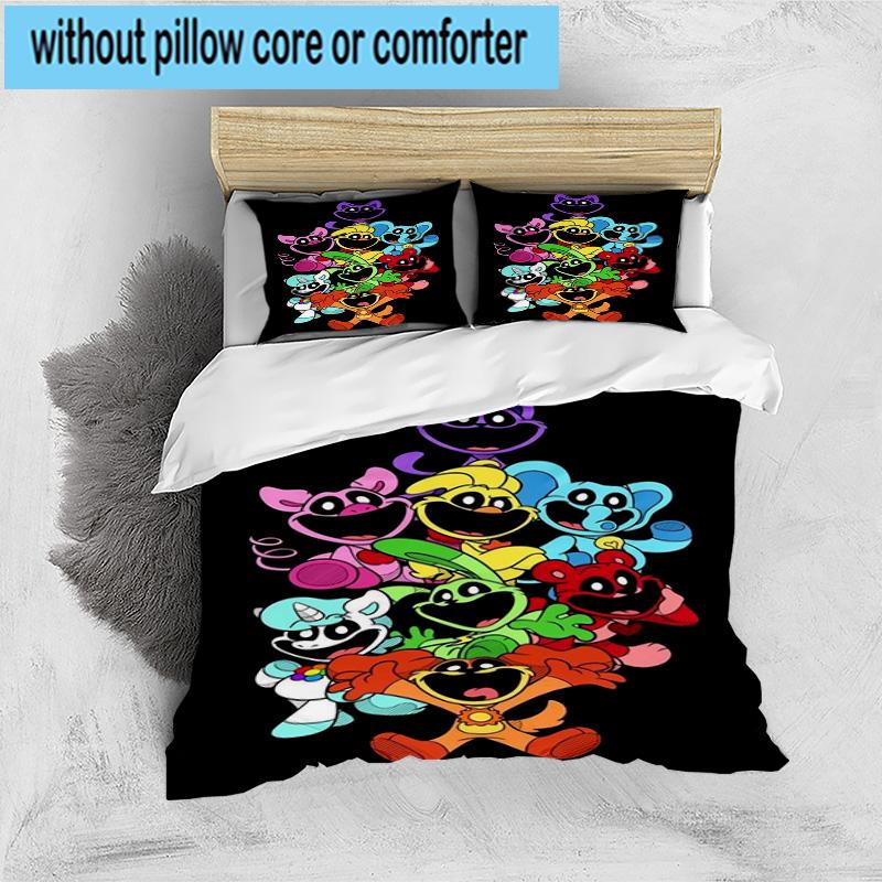 3PCS Happy smiling Cartoon Characters 3pcs Bedding,Including 3PCS Duvet Cover And 2pcs Pillowcases Perfect for Christmas,Ideal for Bedroom, Dormitory