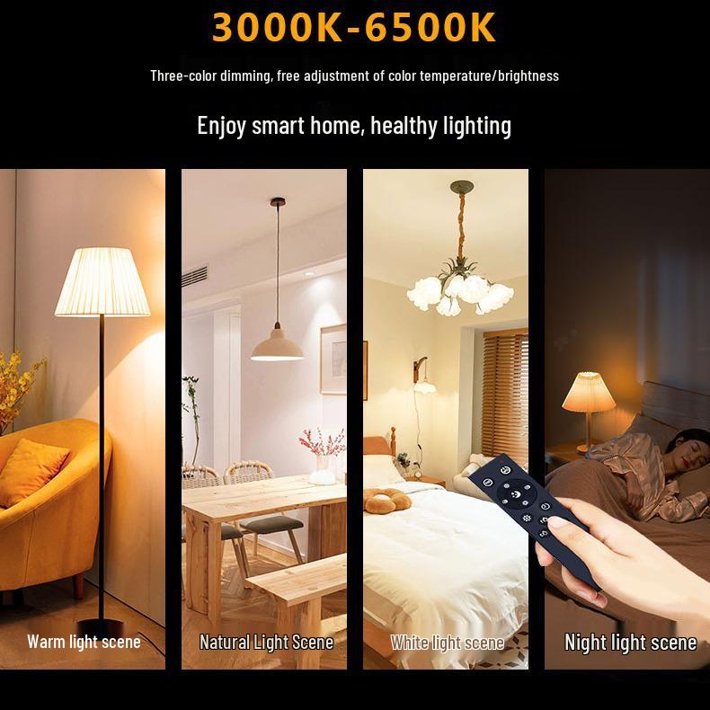 Светодиодная лампа с дистанционным управлением 2,4G, широкий диапазон напряжения, три цветовые температуры, бесступенчатое затемнение, цоколь E26