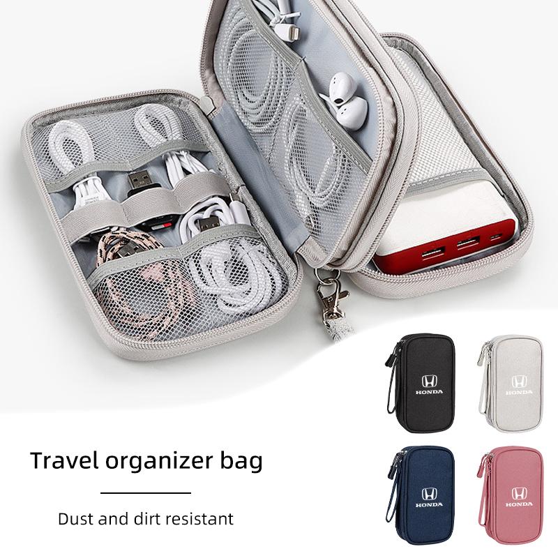 CKBSX1 Car Digital Storage Bag Waterproof Cable EVA Charging Tools Organizer For Honda Jsrzcing Civic Accord Fit City Vezel CRV Odyssey
