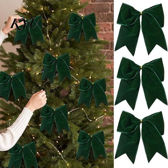 Decorative Velvet Ribbons 2Pcs Christmas Tree Bow Decors, Fabric Holiday Wreath Hanging Ornament Retro Ornaments for Home, Festive Garland Wedding