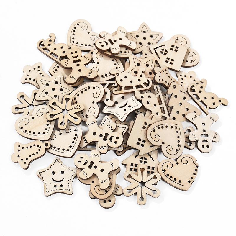 50 шт. рождественские деревянные украшения незаконченные деревянные срезы чип рождественская елка подвесной кулон Noel домашнее украшение DIY подарок ремесло