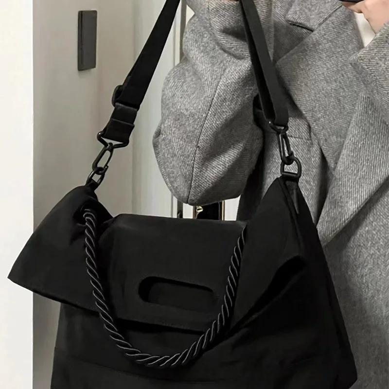 Large Capacity Tote Bag, Thick Rope Bag, Messenger Bag, Versatile Commuting Fashion One Shoulder Crossbody Bag Women's Bag