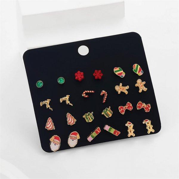Christmas MIxed Earring Set For Women Shiny Crystal Zircon Snowflake Elk Deer Xmas Tree Bell Earrings For Women New Year Gifts