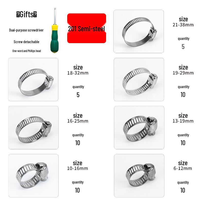Набор из 60 штук: Американские хомуты для шлангов из нержавеющей стали 304 (6-38 мм)