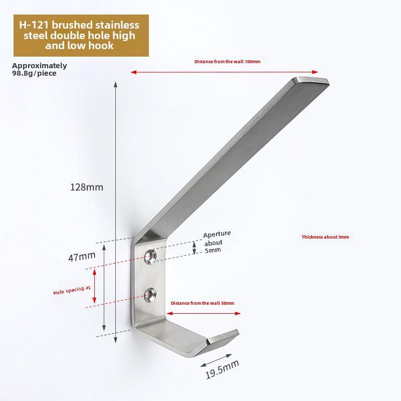 Black Stainless Steel Wall-Mounted Clothes Hook for Bathroom, Kitchen, or Door