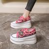 Модные женские 8-сантиметровые платформенные повседневные уличные туфли, кроссовки с кружевом и украшением стразами, для ходьбы, спортивные, дышащие, на толстой подошве