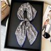 Hangzhou silk simulation silk texture double-layer printing long silk scarf spring and autumn matching scarf can be tied waist decorative streamer
