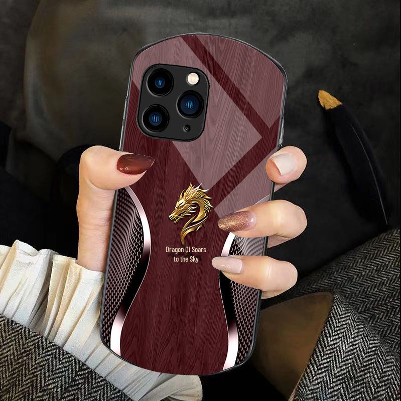 Стеклянный чехол Blue Dragon для iPhone XR с текстурой дерева для Apple 15 Pro, 14 Max, 13 и 11.