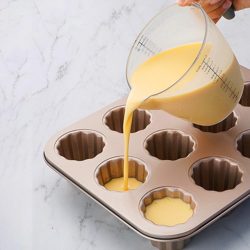 1PC 6/12 Select Cup Rose Gold Canele Pan With Nonstick Coating Carbon Steel Material Flowers Shape Canelé Muffin Pan