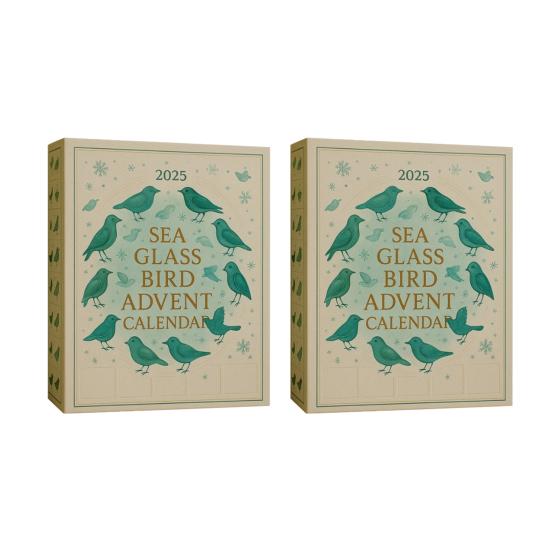 Календарь ожидания Рождества «Птица из морского стекла» 2025 24-дневная коробка для отсчета дней до Рождества с акриловыми украшениями в виде птиц Уникальный праздничный подарок для любителей природы