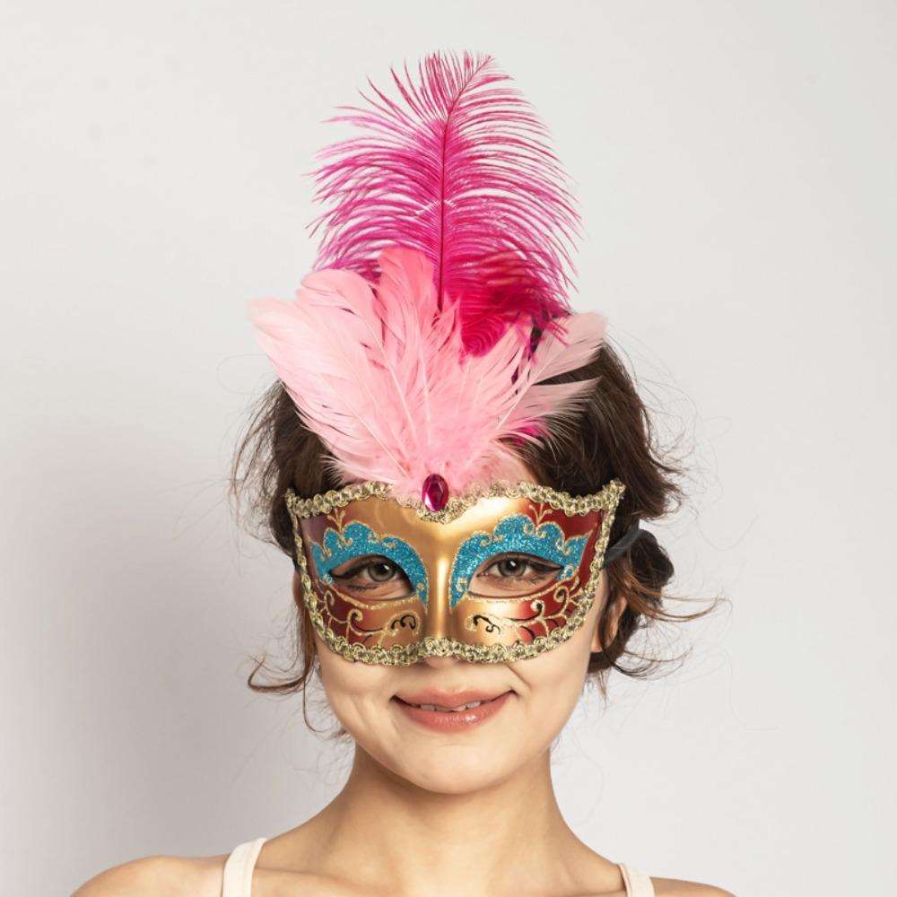 Rhinestone Feather Mask Seductive Style Masquerade Ball Mask Women's Event