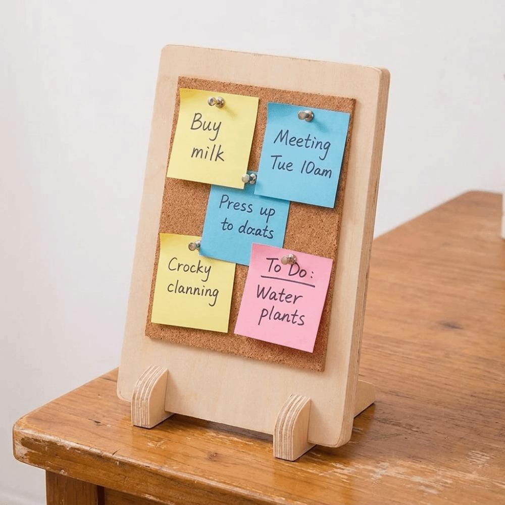Solid Wood Cork Message Board Soft Cork Tabletop Display Stand Office Workspace
