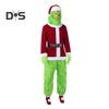 1 Set Christmas Costume Includes Top Pants Hat Belt Gloves And Shoe Cover Green Cartoon Furry Animal Cosplay Santa Performance Drama Stage Opera