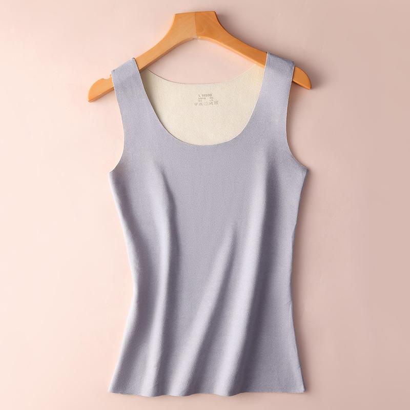 Women's Warm Sleeveless Warm Top - Winter Warmth, High Elasticity -Line Contour Shirt, Round Neck Fitness and Stacking Shirt - Soft and Comfortable