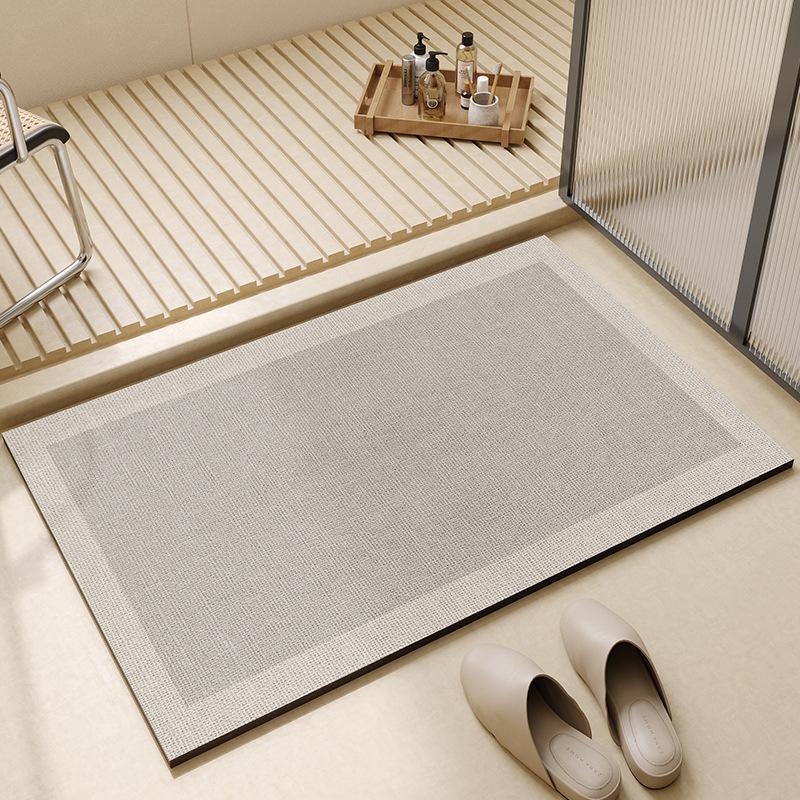 Non-Slip Diatomaceous Earth Bath Mat Soft and Safe Bathroom Rugs Quick Drying and Super Absorbent Rectangular Woven Mat