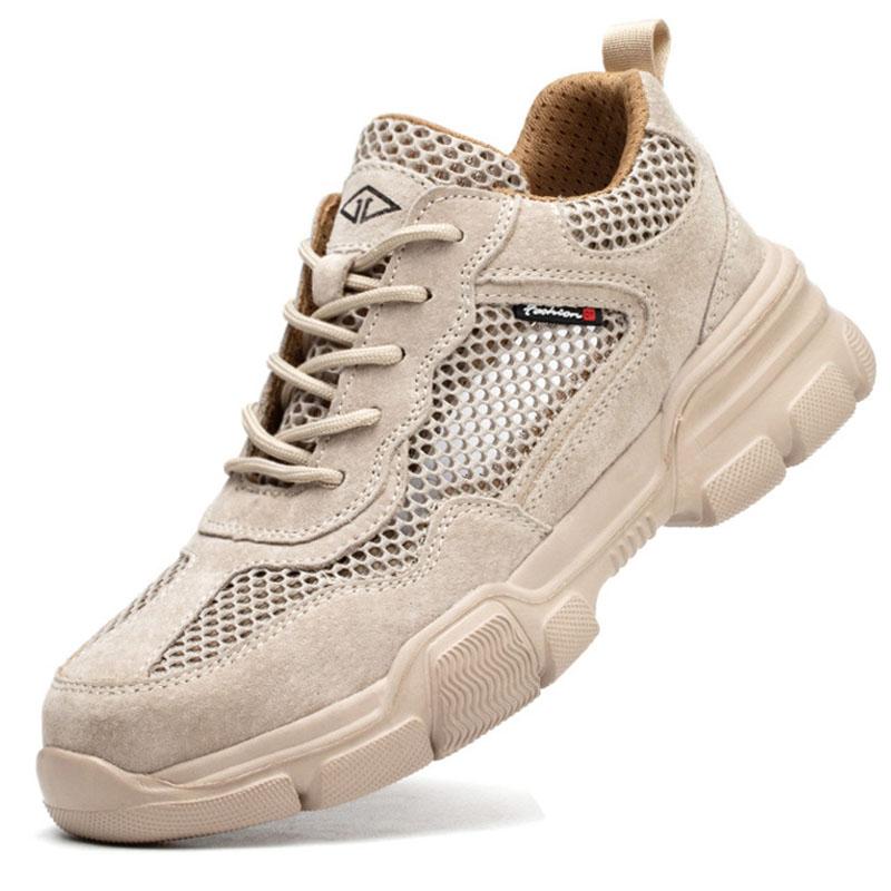 Oulylan Fashion Work Shoes Steel Toe Cap Sneakers Man Anti Shock Protective Boots Men Lightweight Breathable Safety Shoes