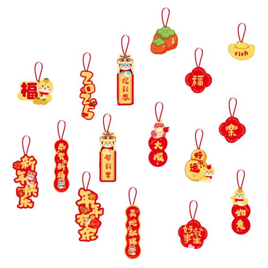 16/28 шт. Новогодние подвески в мультяшном стиле с пожеланиями удачи Лунный Новый год украшения Весенний фестиваль елочные украшения подвески