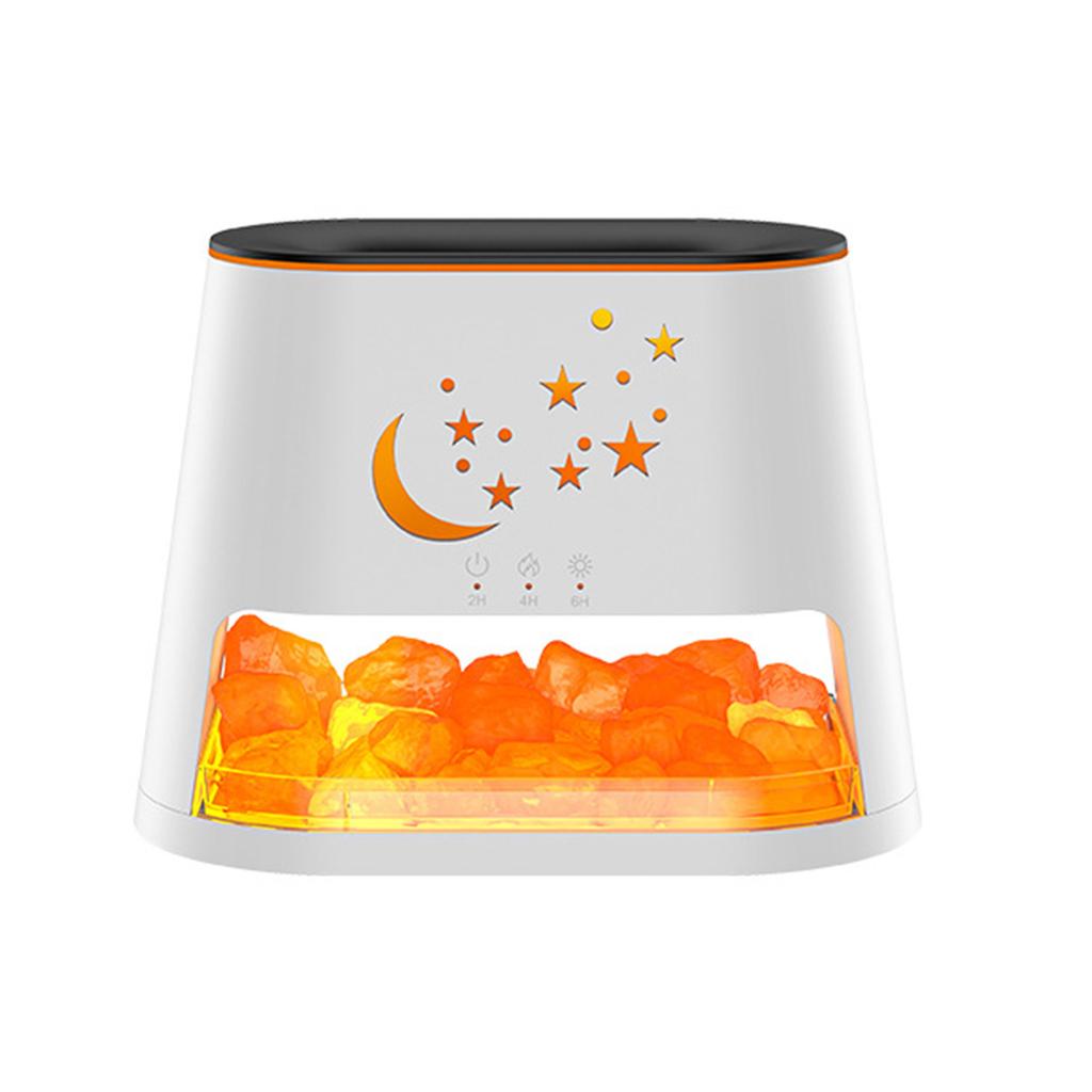 USB Salt Stone Flame Diffuser 3D Fire Effect Air Humidifier with 7 Color Lights for Home/Office Desktop
