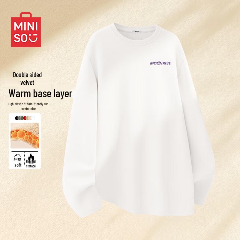 MINISO Мужская антибактериальная термофутболка с воротником-стойкой и флисовой подкладкой