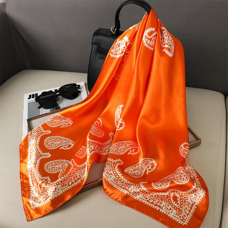 90x90cm Square Scarf for Women Head Shawls and Wraps Luxury Print Neck Scarves Hijab Bandana