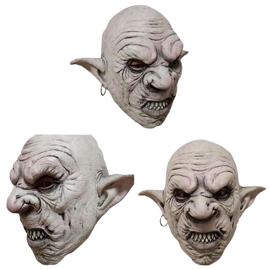 Latex Horror Mask For Halloween Costume With Earring Accent And Haunted Theme