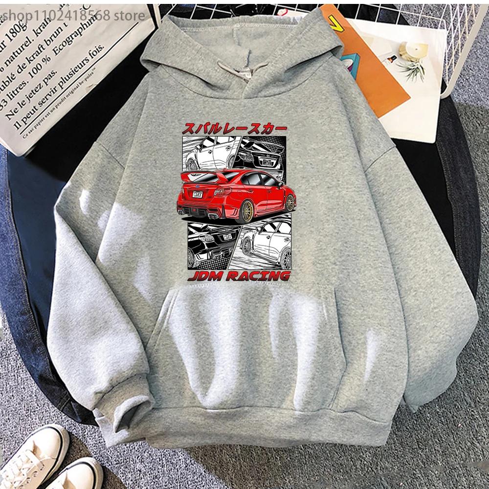 Initial D JDM Red Subie Hoodie Males Winter Clothes Anime Japan Style Impreza WRX STi Printed Sweatshirt Harajuku Graphic Tops