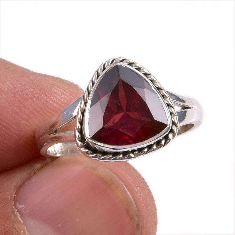 Натуральный гранатовый драгоценный камень 925 чистое серебро ювелирное кольцо размер 6.5 D1i13