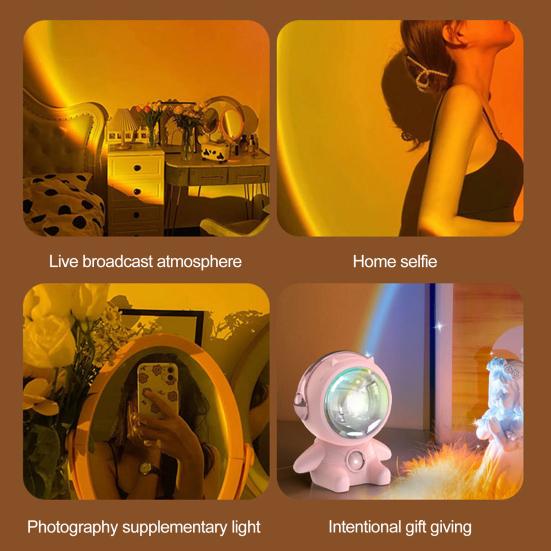 Светодиодный светильник заката, креативная форма, создающая атмосферу, 2000 К, практичный светильник-проектор в форме космонавта, аксессуары для вечеринок