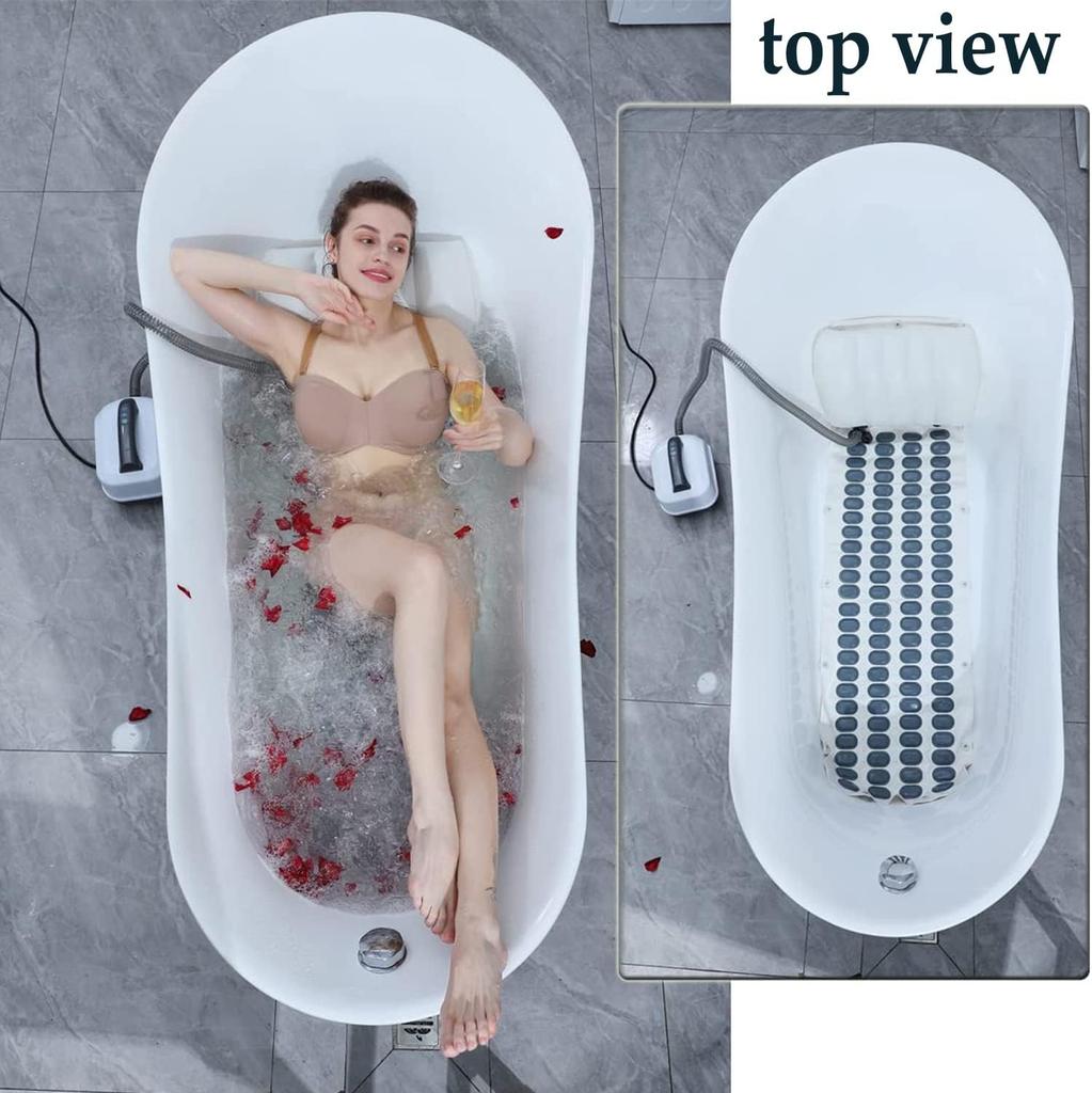 Electric Bathtub Bubble Massager Spa Mat - Adjustable Air Jet System with Remote Control for Ultimate Relaxation (White, 47" X 17")