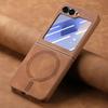 Чехол Magsafe для Samsung Galaxy Z Flip 6 5 4 Матовый кожаный чехол для телефона Samsung Z Flip4 Flip5 Flip6 Защитные чехлы с защитой экрана