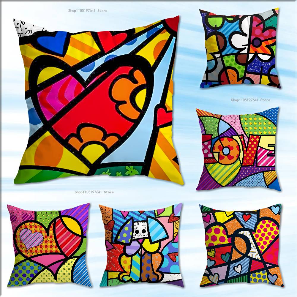 BBrittoES Happy Art Movement Anime Celebrity Merchandise AllMatch Printed Pillow Case Sofa Office Room Decoration Protector