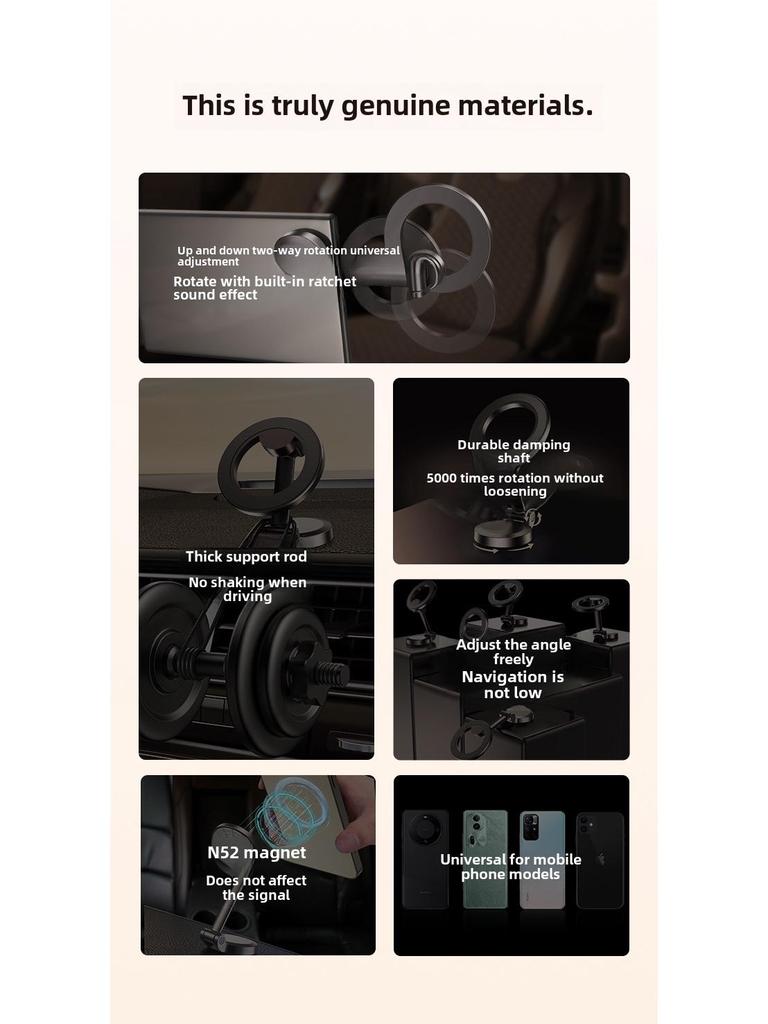 Универсальный магнитный автомобильный держатель для телефона с присоской, защищающей от сотрясений, и складной опорной рамкой