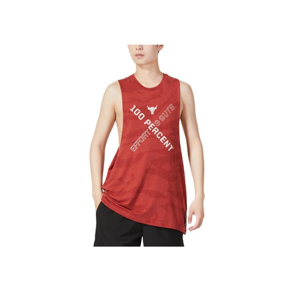 Under Armour Project Rock Letter Print Sports Training Breathable Жилет Мужской Красный 1370488-635