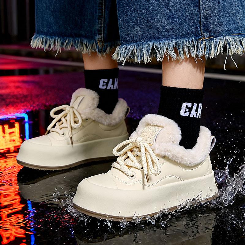 Snow Boots Women's New Winter Muffin Warm Piled Thickened Cotton Shoes Retro Casual Short Boots