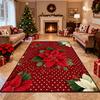 Red Christmas Poinsettia Candy Soft Living Room Carpet Decoration Bedroom Fireplace Washable Rug Antiskid Short Velvet Floor Mat