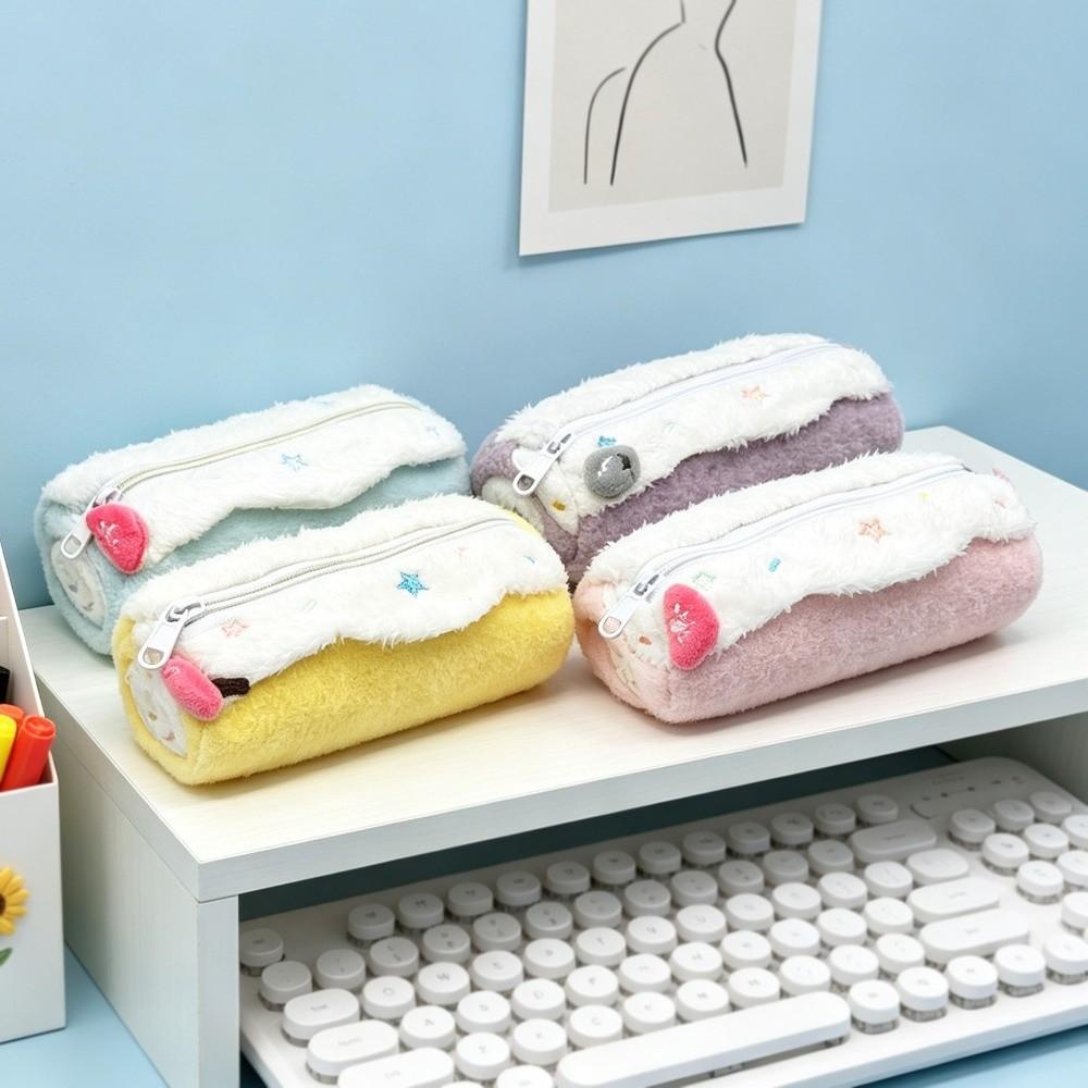 Star Embroidery Pen Bag Plush Pencil Pouch Durable Pencil Case School Supplies