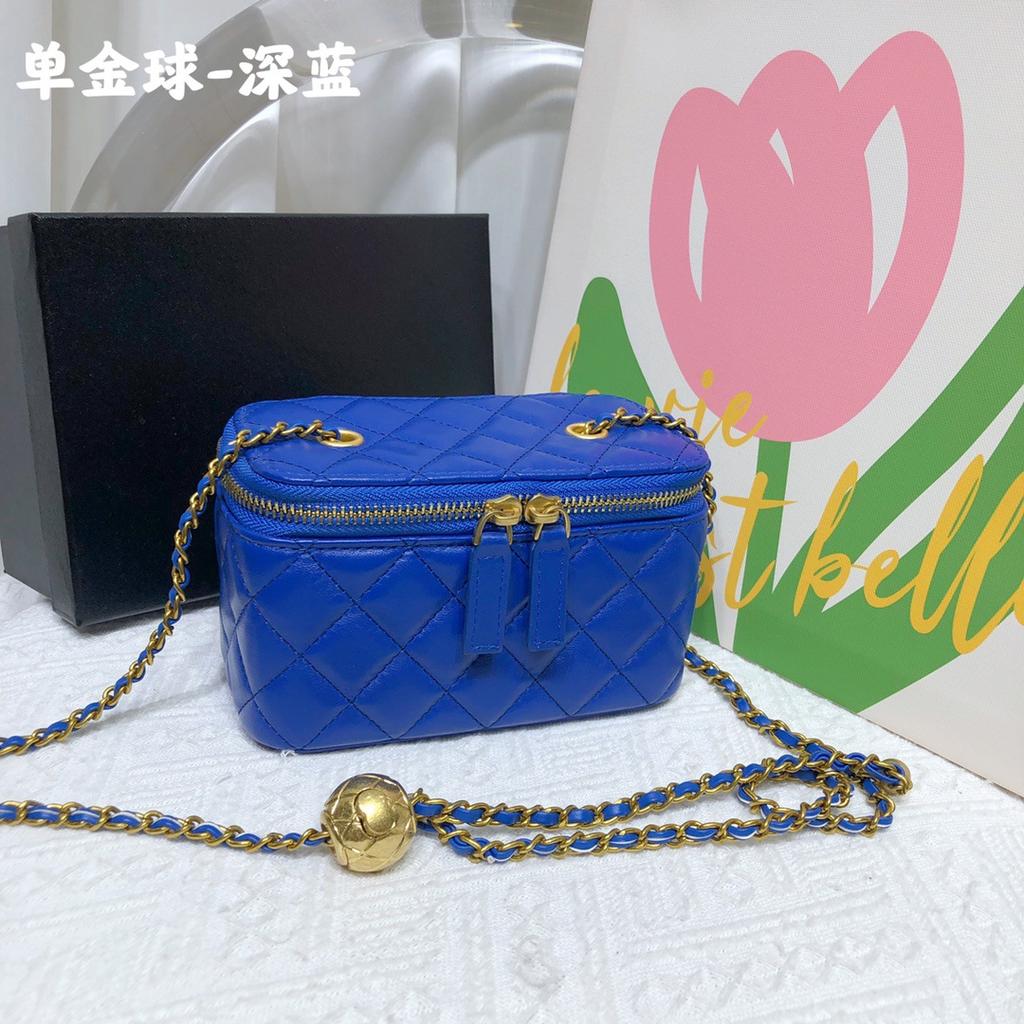 Rhombus chain bag 2024 new sheepskin box bag genuine leather women's bag mini lipstick bag shoulder messenger bag