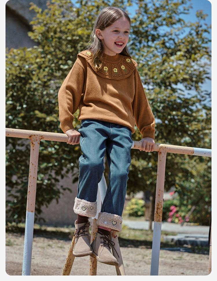 David Bella Girls' Sweater Autumn/Winter New Collection Children's Knitted Sweater Girls' Top Baby Pullover