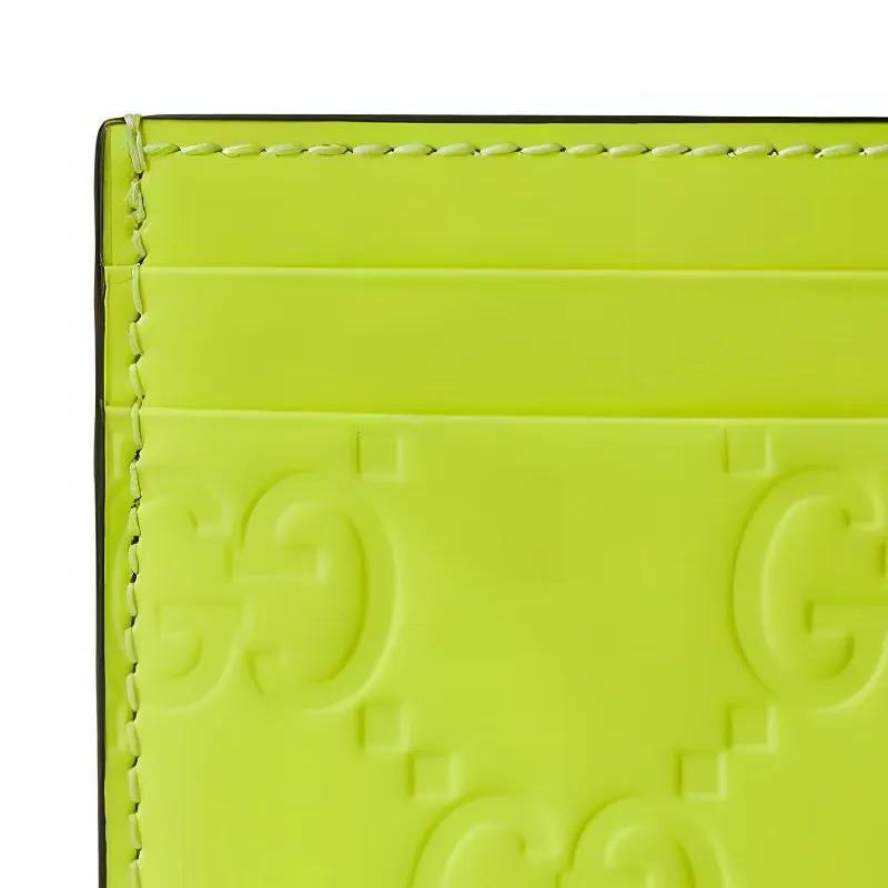 GUCCI Leather Card Holders Men's Neon Yellow (Unisex) Card Holders 771315 AADM4 7205