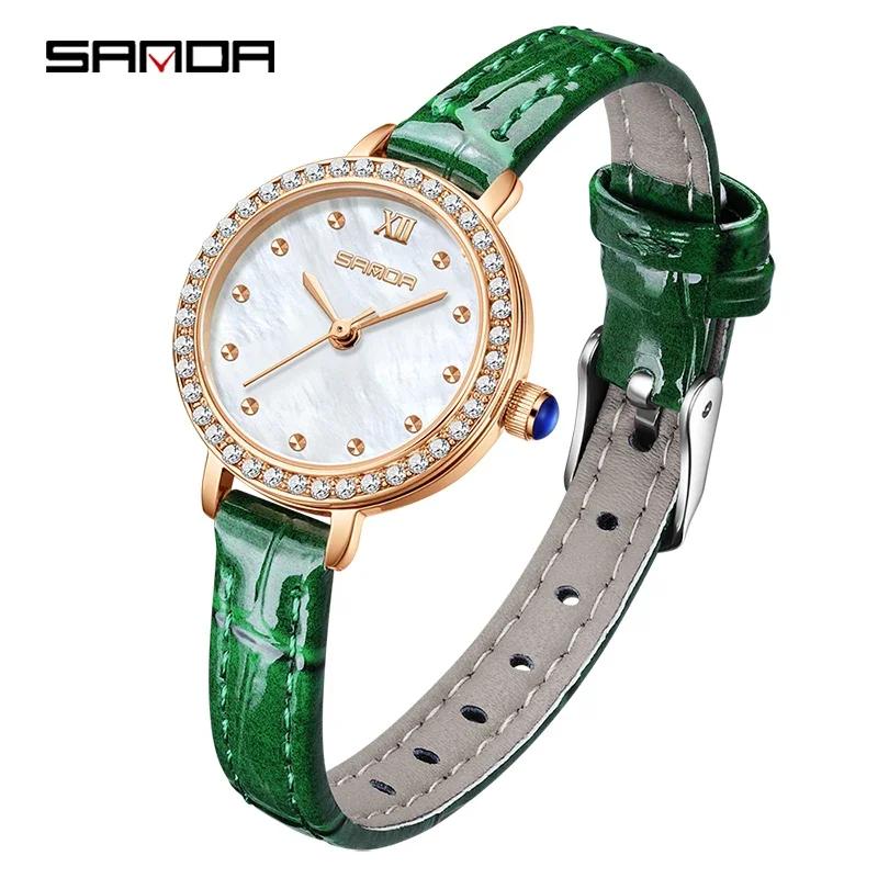 SANDA SD1153 Classics Stainless steel Strap Quartz Watch for Women Fashion Elegant Diamond Ladies Watch